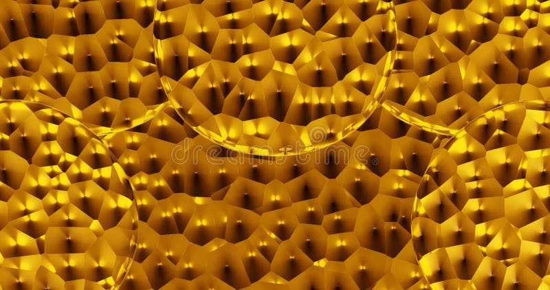 Render with golden psychedelic background with spheres stock illustration