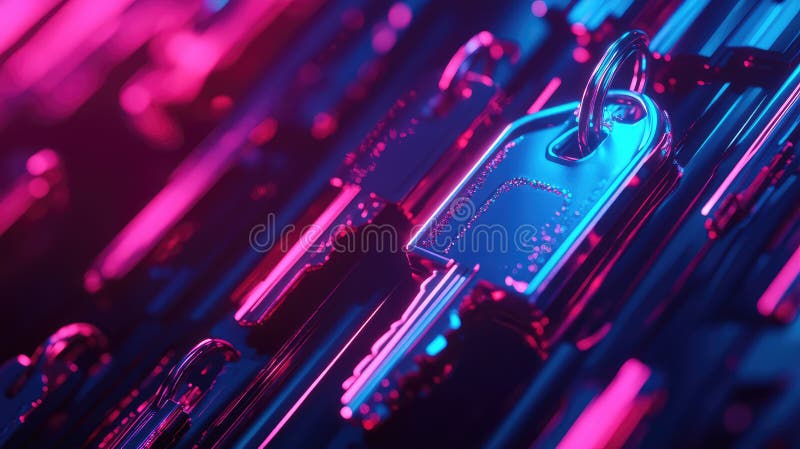 Render holographic stylized animation of house keys stock illustration