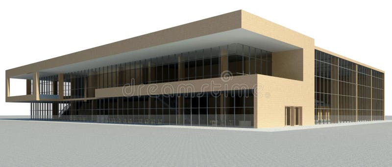 Render of the modern building