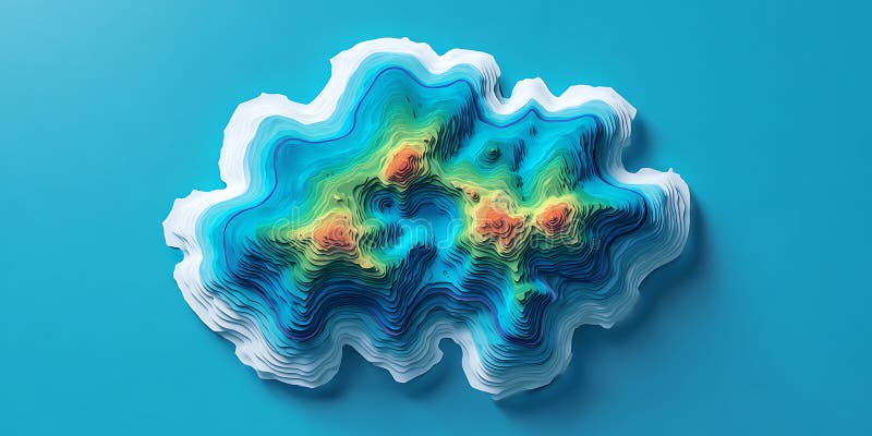 Render topografia dell'isola vista aerea illustrazione vettoriale