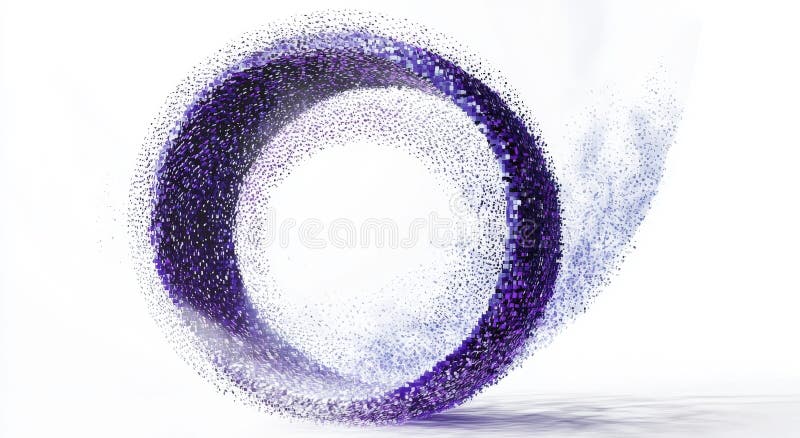 Rendering of an abstract geometric checkmark within a circular digital interface. vector illustration