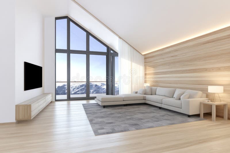 Rendering 3D comodo di una stanza con un caminetto illustrazione di stock