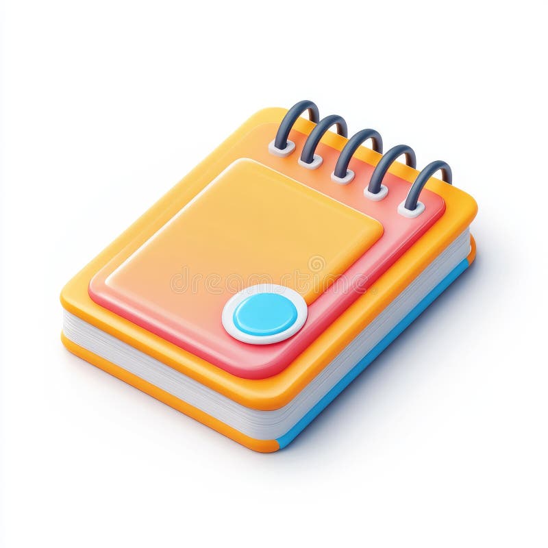 Rendering 3D del blocco appunti spirale a colori. royalty illustrazione gratis