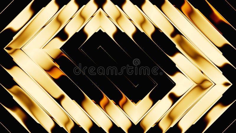 Rendering 3d dell'effetto di vetro rivestito. Sfondo geometrico astratto minimalista di nastri d'oro distorti con riflessi royalty illustrazione gratis