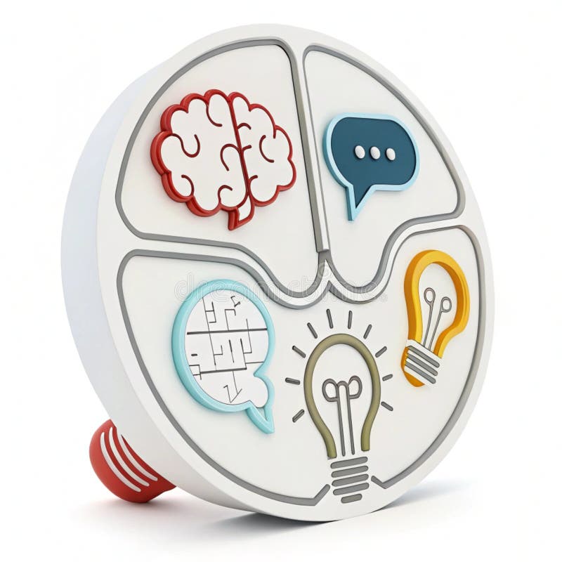 Rendering 3D dell'icona di brainstorming isolata in background trasparente royalty illustrazione gratis