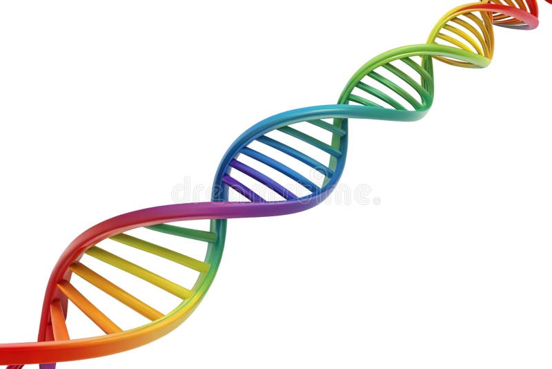 Rendering 3d della sfumatura di colore arcobaleno a doppia elica stilizzata dna isolata su sfondo trasparente generato da ai royalty illustrazione gratis