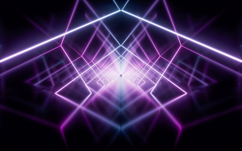 Rendering 3d delle linee di neon luminose royalty illustrazione gratis