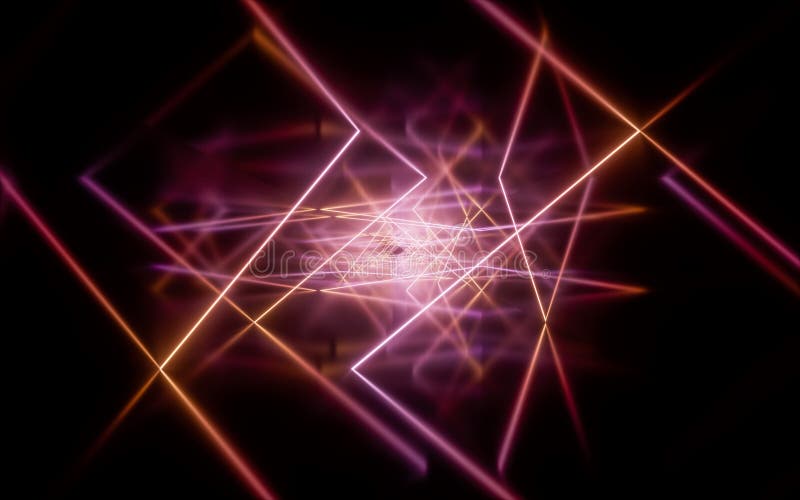 Rendering 3d delle linee di neon luminose royalty illustrazione gratis