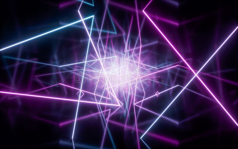 Rendering 3d delle linee di neon luminose illustrazione vettoriale