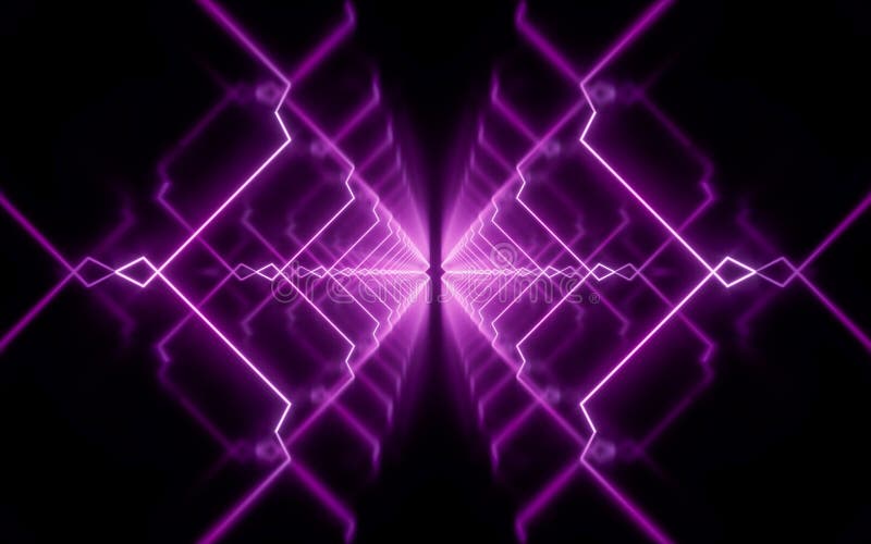 Rendering 3d delle linee di neon luminose illustrazione di stock