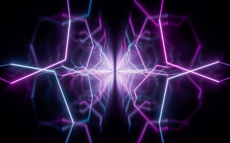 Rendering 3d delle linee di neon luminose illustrazione vettoriale