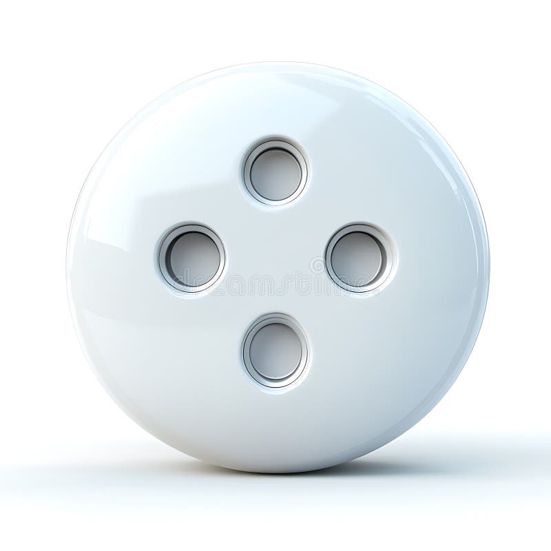 Rendering 3d di un classico pulsante di cucitura in bianco arrotondato con quattro fori illustrazione di stock