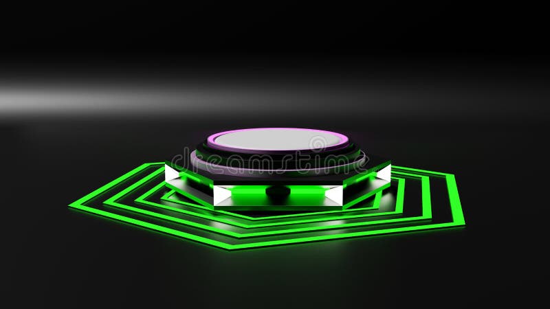 Rendering 3d di una piattaforma di simulazione in stile saifi simula un giroscopio royalty illustrazione gratis