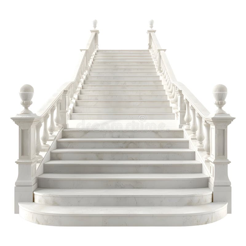 Rendering 3D di una scala di marmo bianco su Ai di sfondo trasparente generato illustrazione vettoriale
