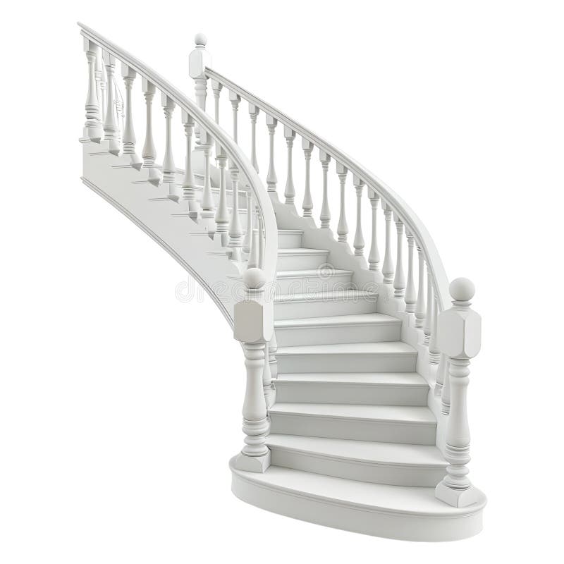 Rendering 3D di una scala di marmo bianco su Ai di sfondo trasparente generato illustrazione vettoriale