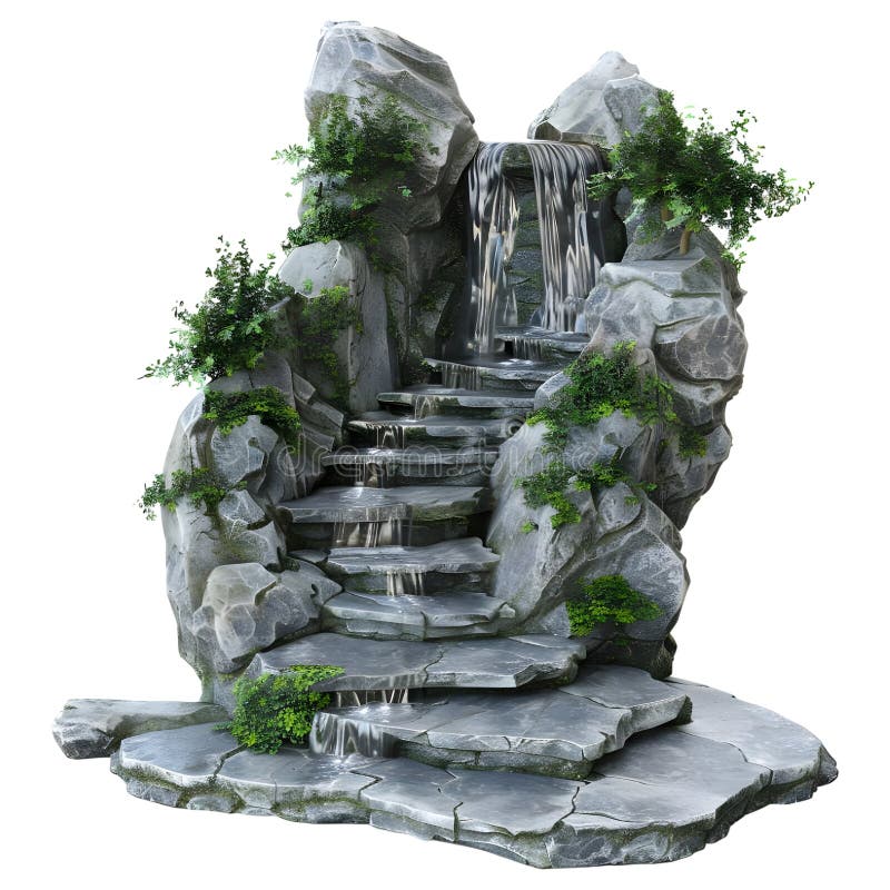 Rendering 3D di una scala di pietre di vintage su elementi di rilievo trasparenti generati royalty illustrazione gratis