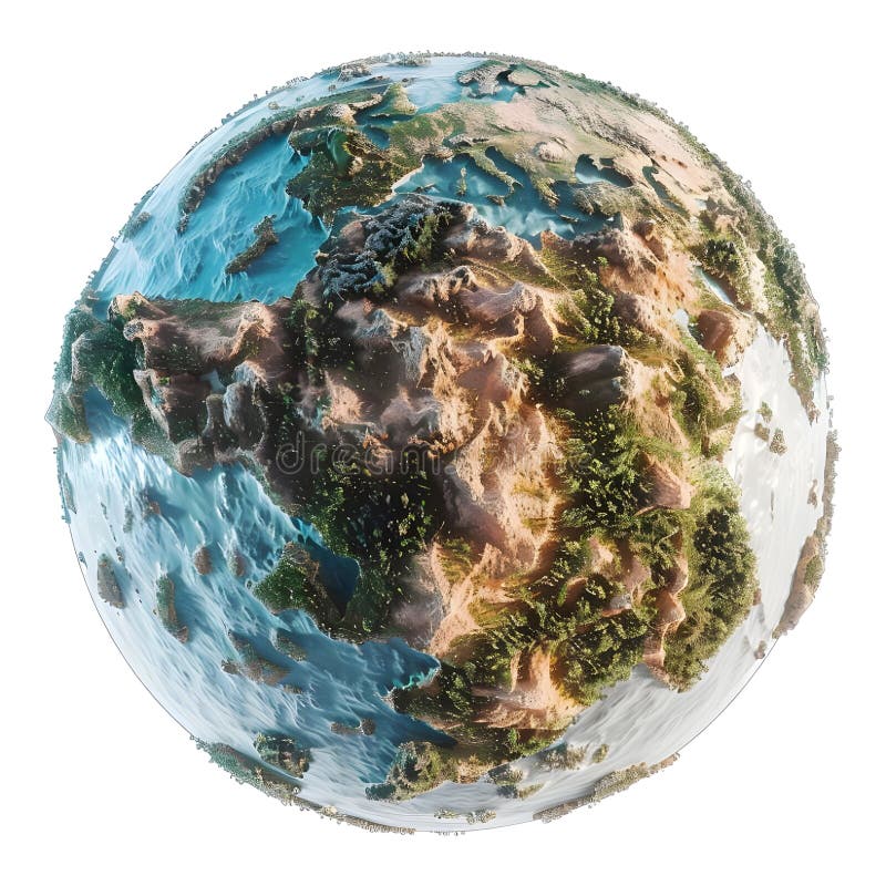 Rendering 3D di una Terra rotonda su Ai di sfondo trasparente generato illustrazione di stock