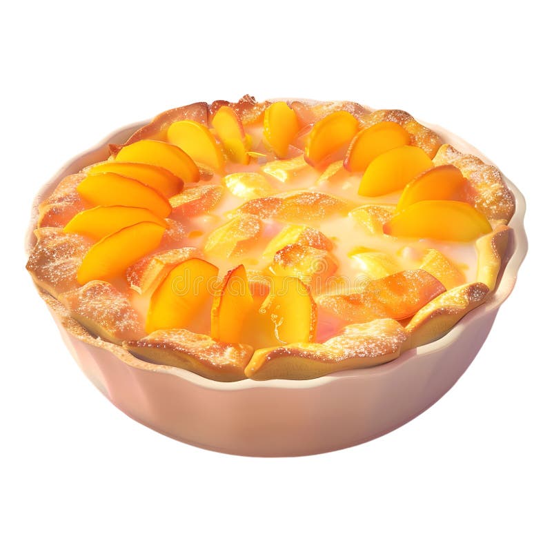 Rendering 3D di una torta di pesche arrotondata su Ai di sfondo trasparente generata illustrazione di stock