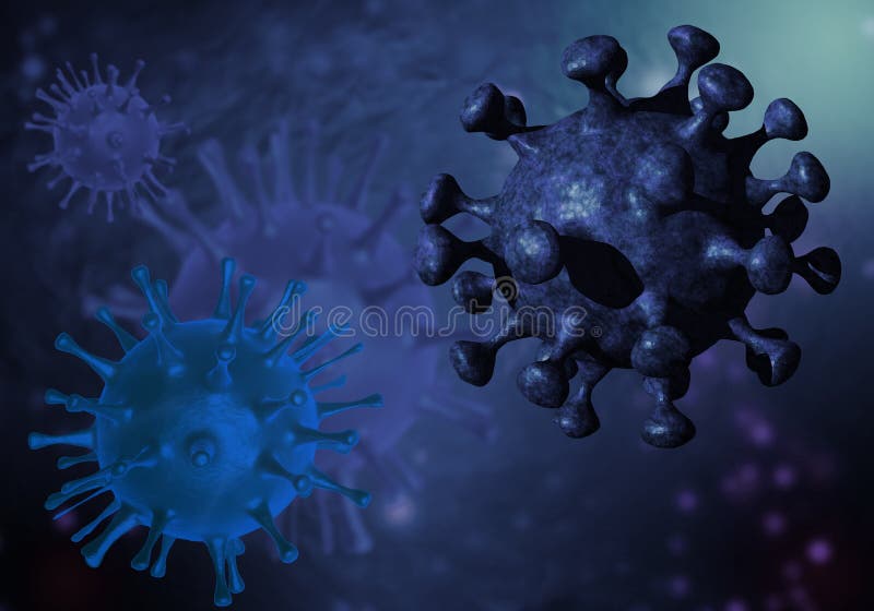 Rendering 3D. focolaio di malattia concettvirale delle cellule del virus della corona royalty illustrazione gratis