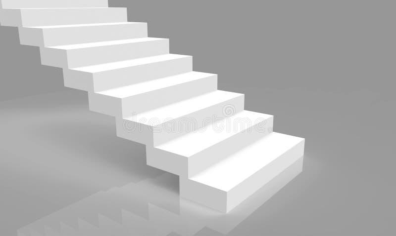 Rendering 3D gradini bianchi di progettazione minimi su fondo grigio illustrazione di stock