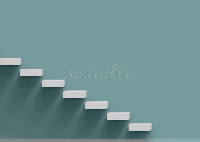 Rendering 3D. gradini bianchi moderni su fondo blu chiaro. royalty illustrazione gratis