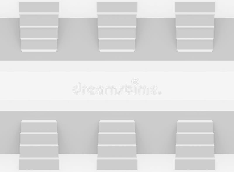 Rendering 3D. gradini grigi in alto e in basso dello sfondo. illustrazione vettoriale