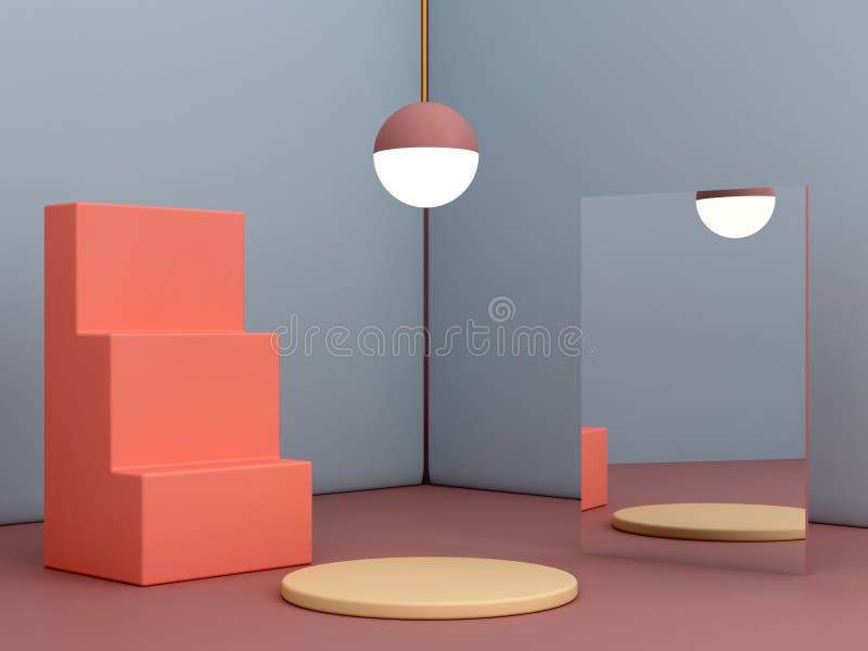 Rendering 3D. Le scale in un interno minimalista con stile geometrico moderno. royalty illustrazione gratis