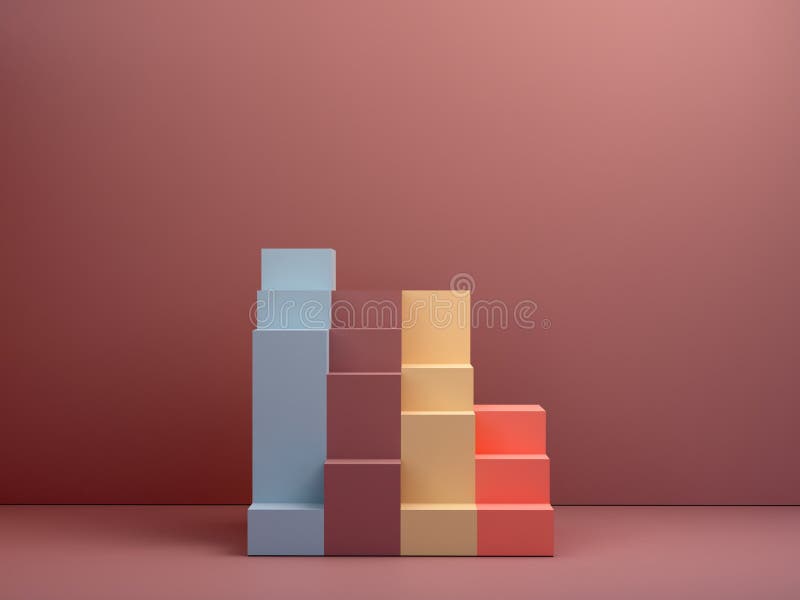 Rendering 3D. Le scale in un interno minimalista con stile geometrico moderno. illustrazione vettoriale