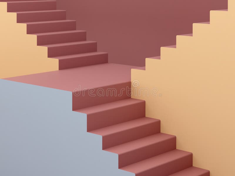 Rendering 3D. Le scale in un interno minimalista con stile geometrico moderno. royalty illustrazione gratis