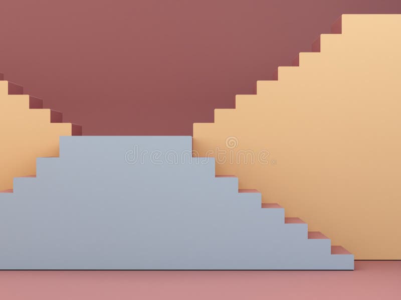 Rendering 3D. Le scale in un interno minimalista con stile geometrico moderno. illustrazione vettoriale