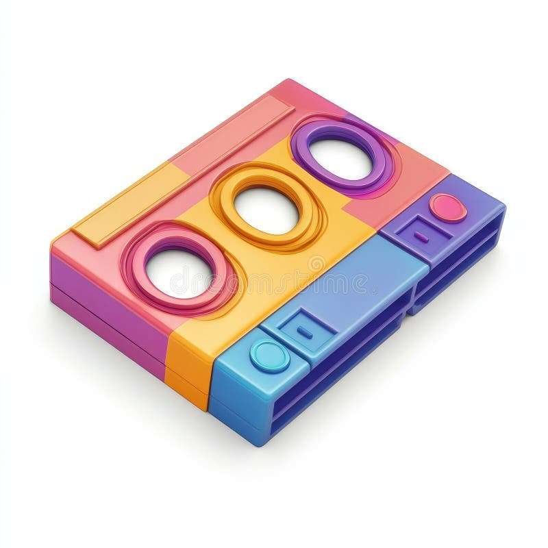 Rendering 3D nastro cassetta catenato a colori illustrazione di stock