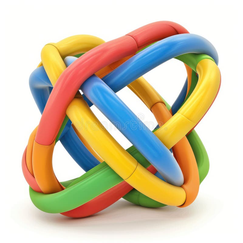 Rendering 3D nodo interconnesso a colori astratto royalty illustrazione gratis