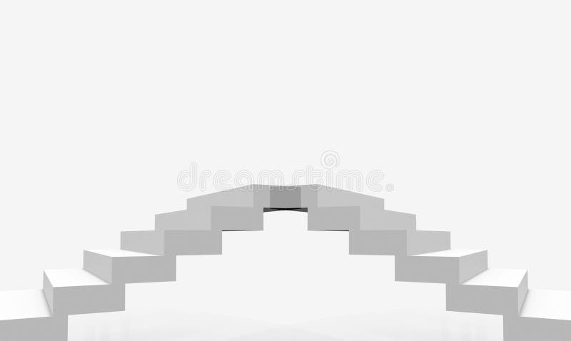 Rendering 3D progettazione semplice e minima di scale bianche in ambienti grigi illustrazione vettoriale