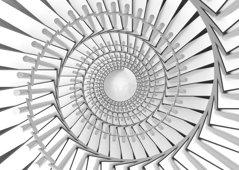 Rendering 3D. scala a spirale bianca e grigia illustrazione di stock