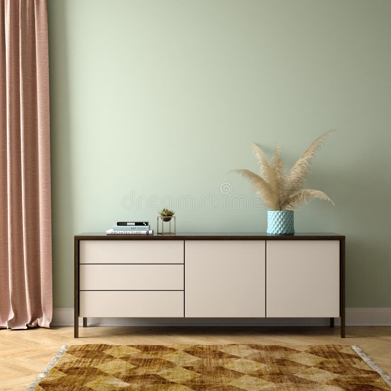 Rendering dell'interno minimalista del moderno salotto 3d illustrazione di stock