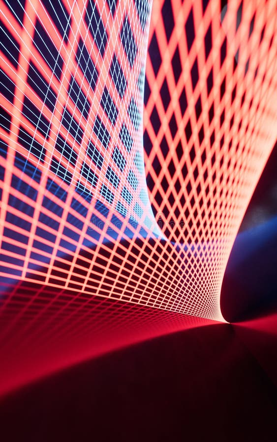 Rendering delle linee di neon luminose 3d illustrazione di stock
