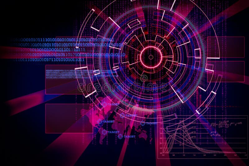 Rendering of a futuristic cyber background target with laser light effect vector illustration