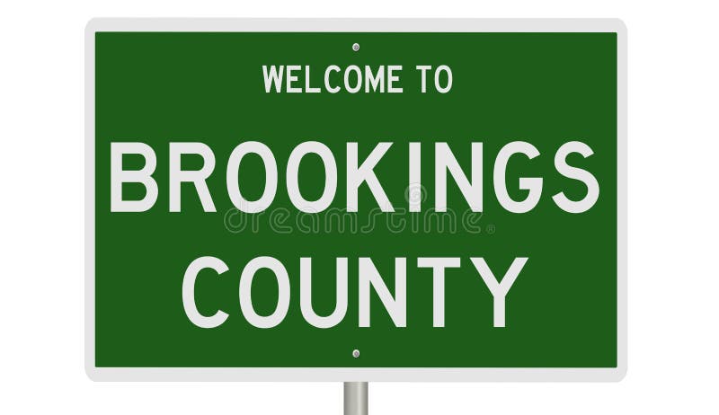 Rendering of a green 3d highway sign for Brookings County. Rendering of a green 3d highway sign for Brookings County