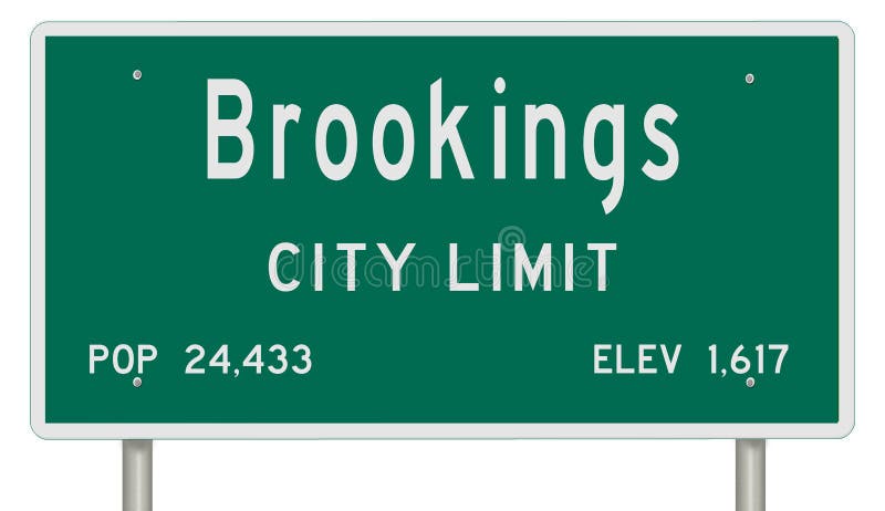 Rendering of a green South Dakota highway sign with city information. Rendering of a green South Dakota highway sign with city information