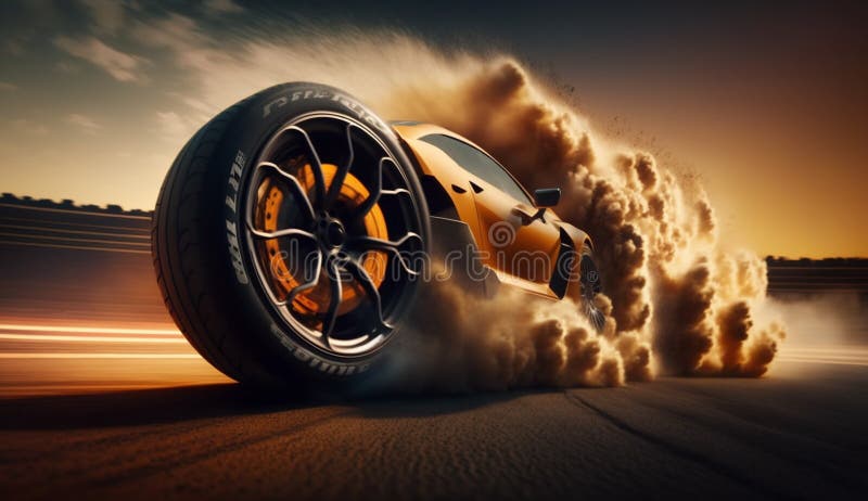 3D Rendering , Sport Car Racing On Race Track With Fire Burning , Car Wheel  Drifting , Generative Ai Stock Photo, Picture and Royalty Free Image. Image  202323240.