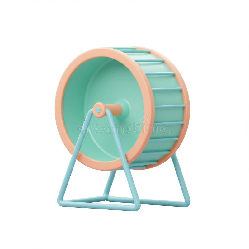 Renderizado 3D De Rueda De Hámster Verde Y Peach stock de ilustración