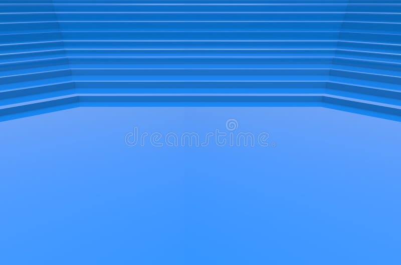 Renderização 3d. chão azul vazio com fundo de parede de estanho. ilustração royalty free