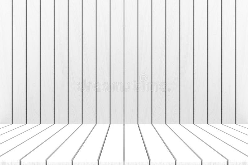 Renderização 3D. Parede e chão de madeira branca, limpos e vazios. ilustração stock