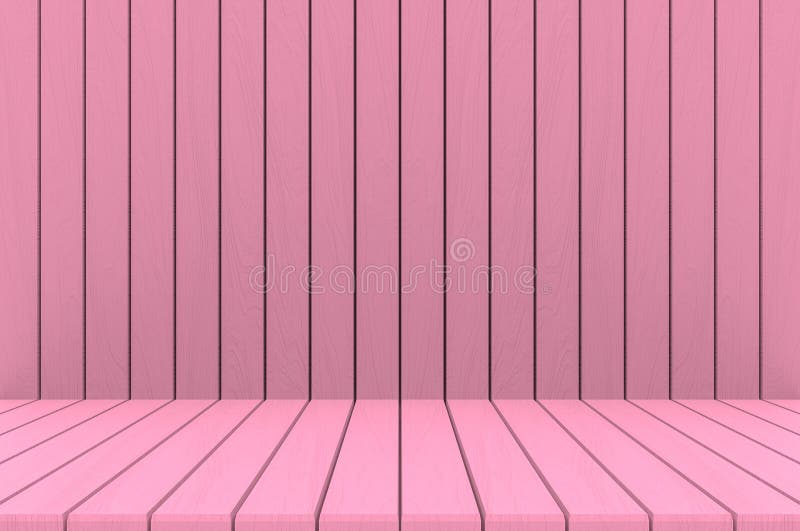 Renderização 3d. parede de madeira rosa-rosa e vazia e fundo do chão ilustração do vetor