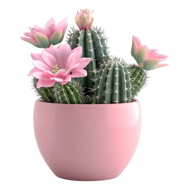 Renderização em 3D de uma Flor Rosa em um vaso em Interface Transparente Gerada ilustração do vetor