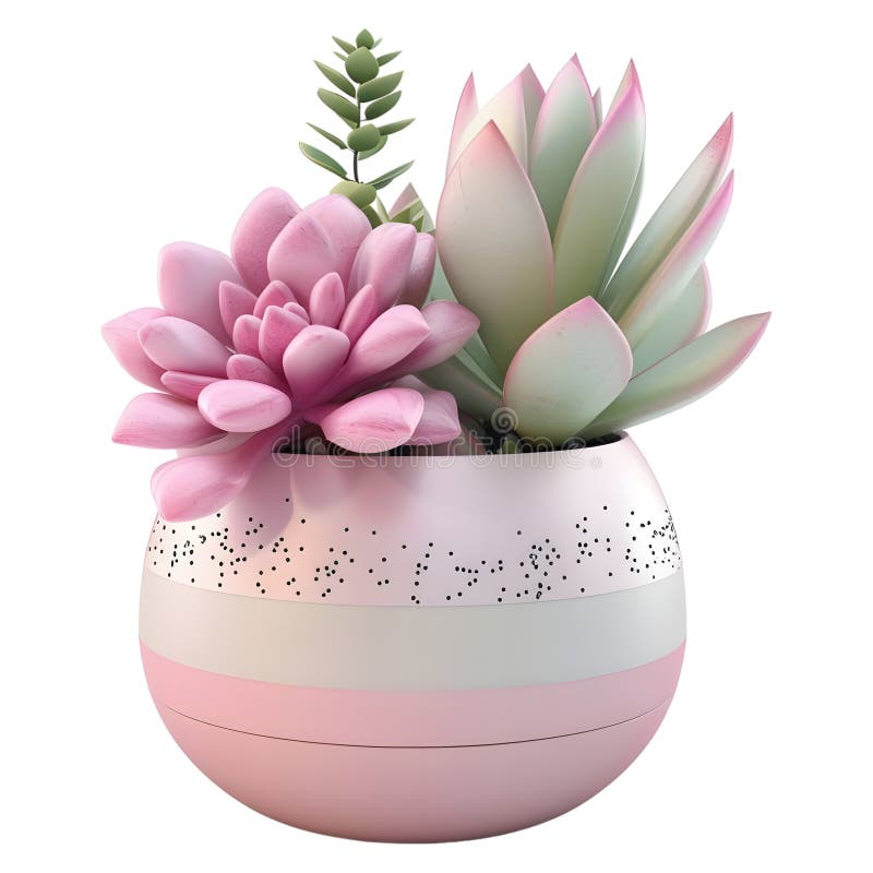 Renderização em 3D de uma Flor Rosa em um vaso em Interface Transparente Gerada ilustração stock