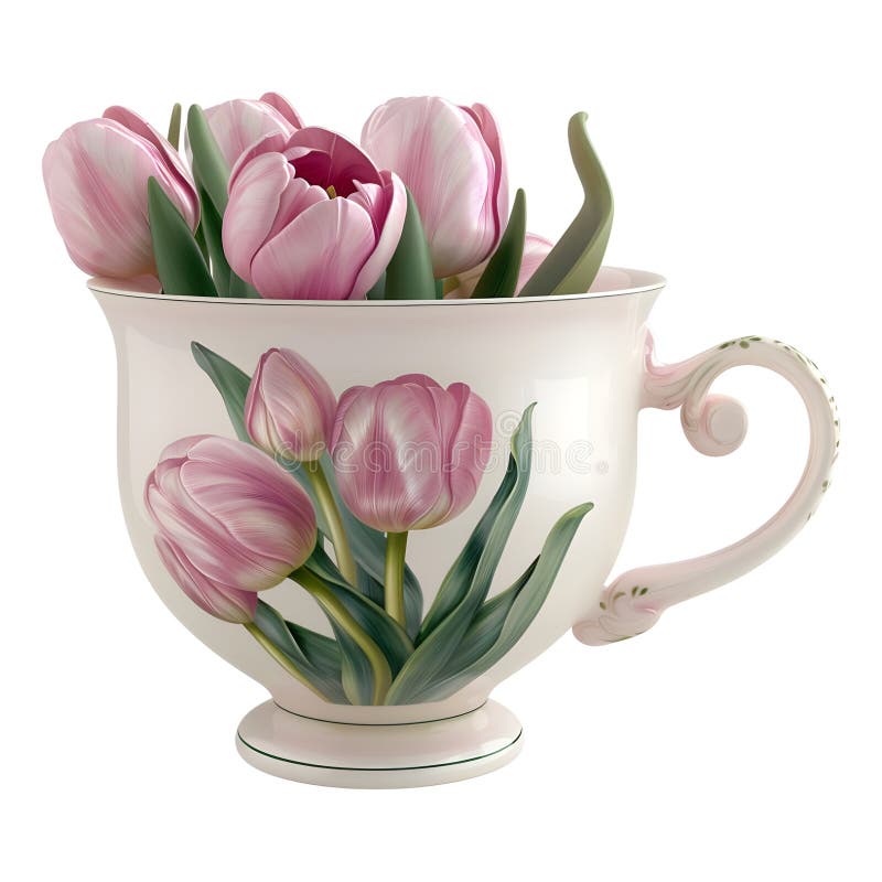 Renderização em 3D de uma Flor Rosa em um vaso em Interface Transparente Gerada ilustração royalty free