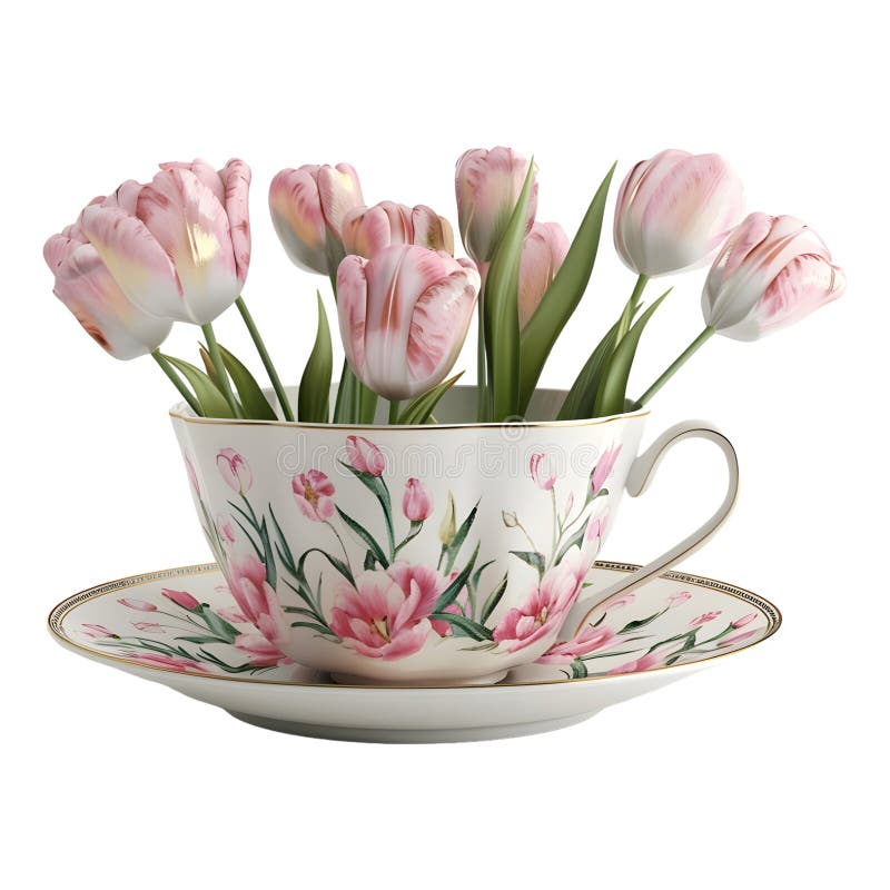 Renderização em 3D de uma Flor Rosa em um vaso em Interface Transparente Gerada ilustração royalty free