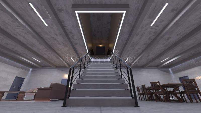 Renderização em 3D do salão de porão ilustração stock