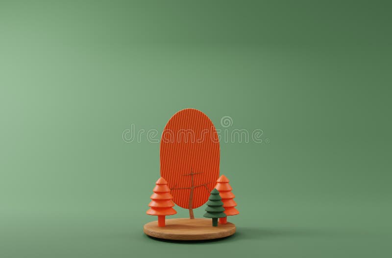Renderowanie 3d. skład jesienny. jesienne karykatury na podium 3d ilustracja ilustracji